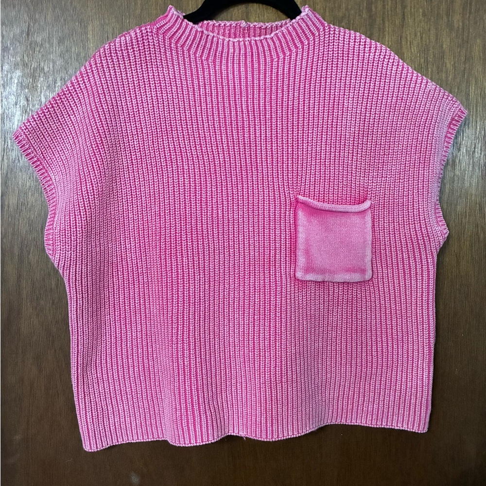 Zenana Outfitters Hot Pink Ribbed Sleeveless Knit Top NWOT